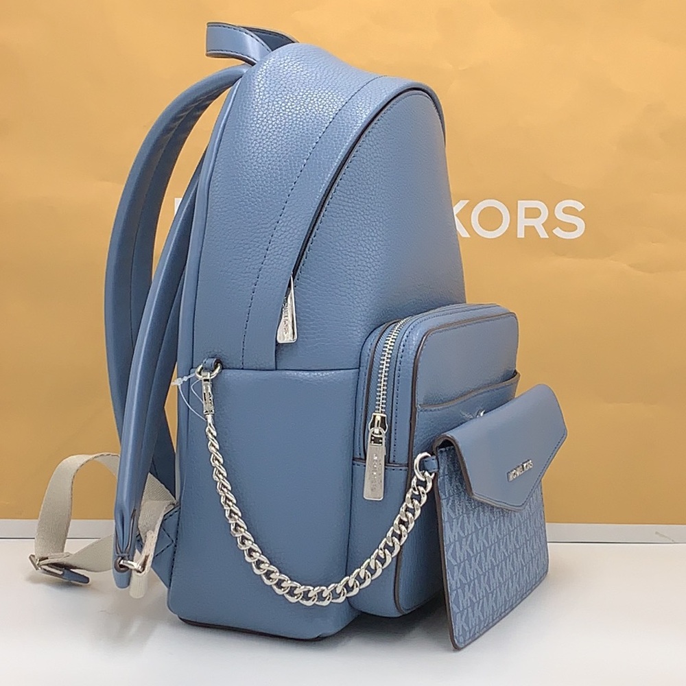 MICHAEL KORS Maisie Medium Pebbled Leather 2-in-1 Backpack DENIM COLOR - Picture 3 of 16